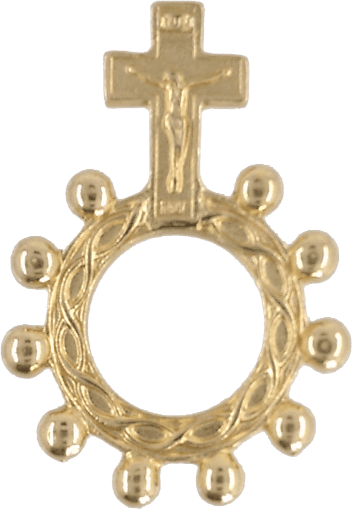 Gold Tone Finger Rosary With Crucifix Png Finger Rosary - Cross Clipart (704x1019), Png Download