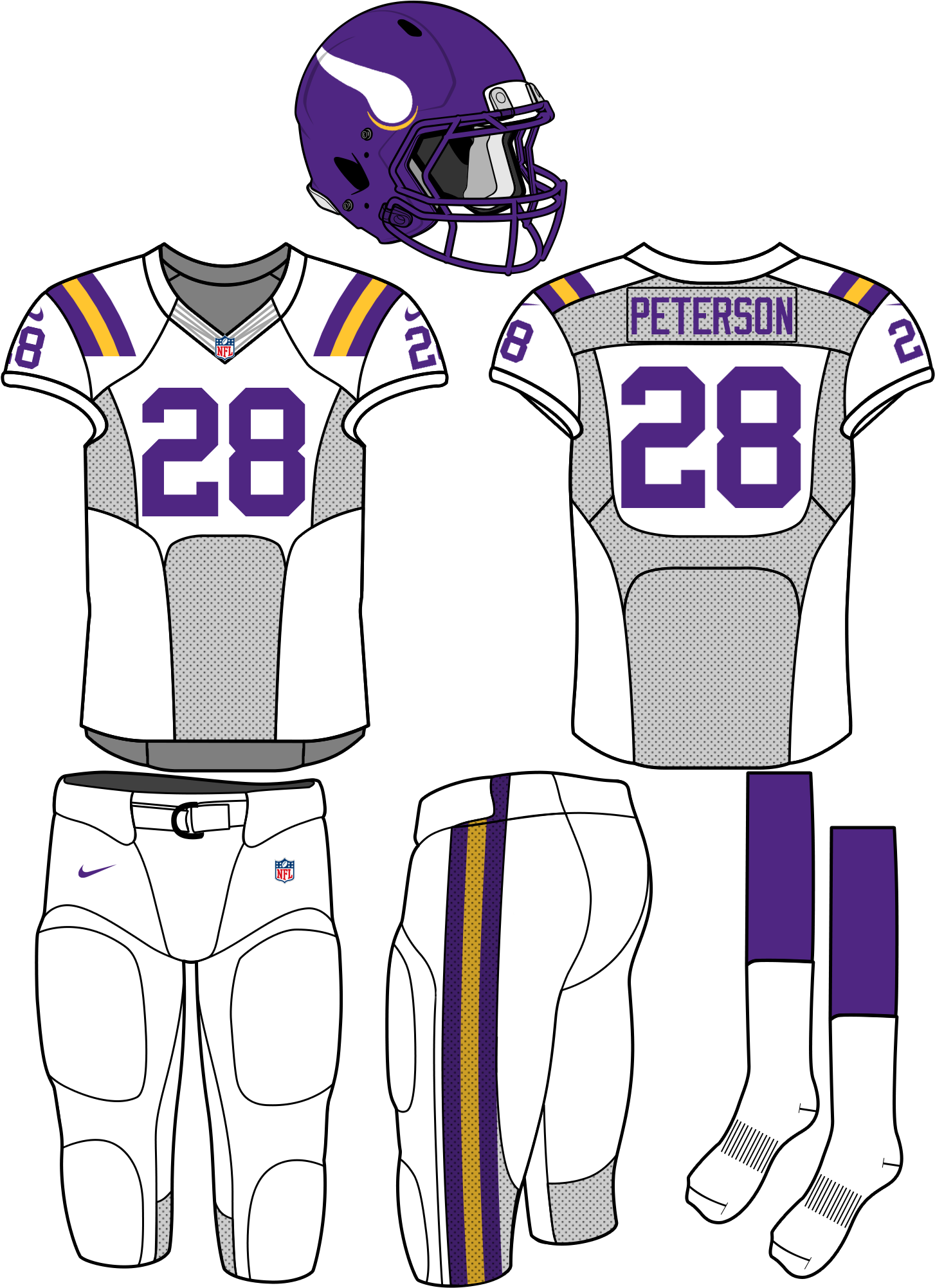 Nfl Throwbacks Ers Titans And Redskins Added Complete - Minnesota Vikings Concept Uniforms Clipart (1454x2003), Png Download
