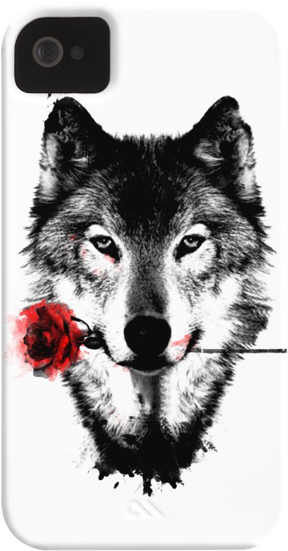 Black Rose Phone Case For Iphone 4/4s,5/5s/5c, Ipod - Romantic Wolf Tattoo Clipart (600x900), Png Download