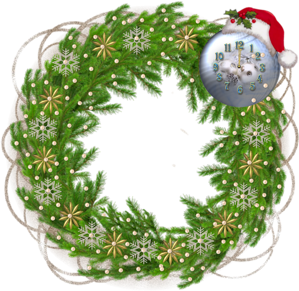 Christmas Pine Photo Frame With Santa Hat - Christmas Day Clipart (600x581), Png Download