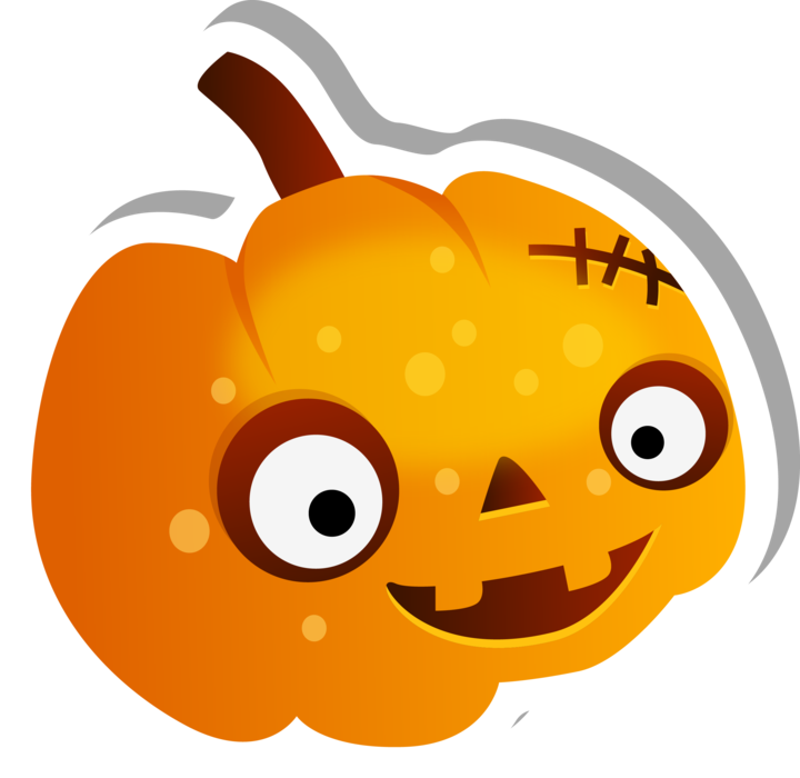Happy Face Jack O' Lantern Sticker - Cartoon Clipart (720x700), Png Download