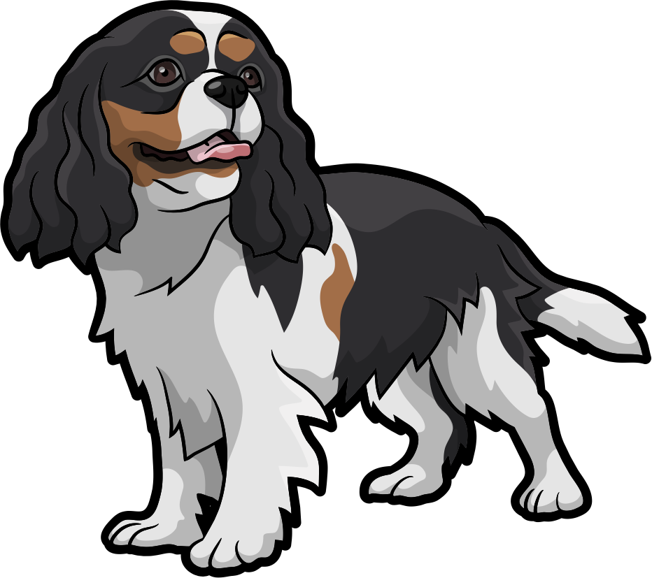 Paw Prints - King Charles Cavalier Cartoon Clipart (932x827), Png Download
