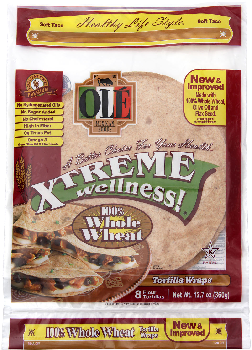 Whole Wheat Wrap - Xtreme Wellness Whole Wheat Tortillas Clipart (1200x1500), Png Download