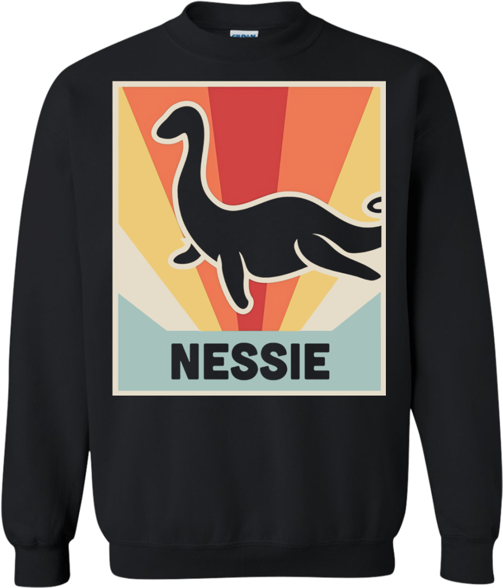 Retro Loch Ness Monster T Shirt Hoodie Sweater - Shirt Clipart (979x1143), Png Download