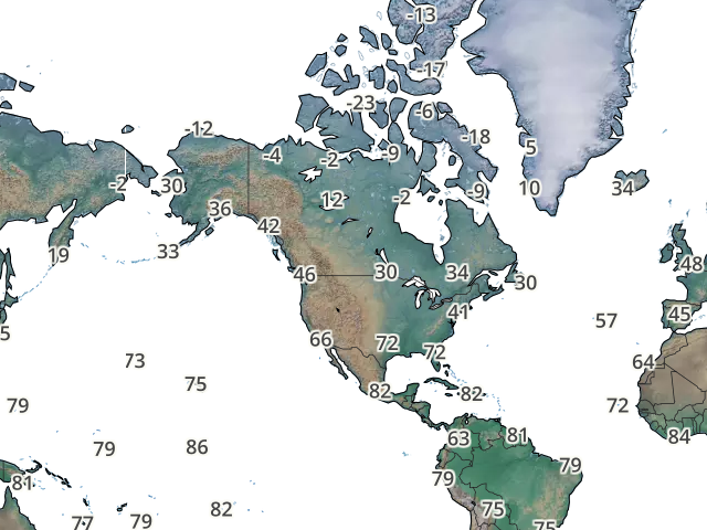 North America Temperatures Map - Katowice On World Map Clipart (640x480), Png Download