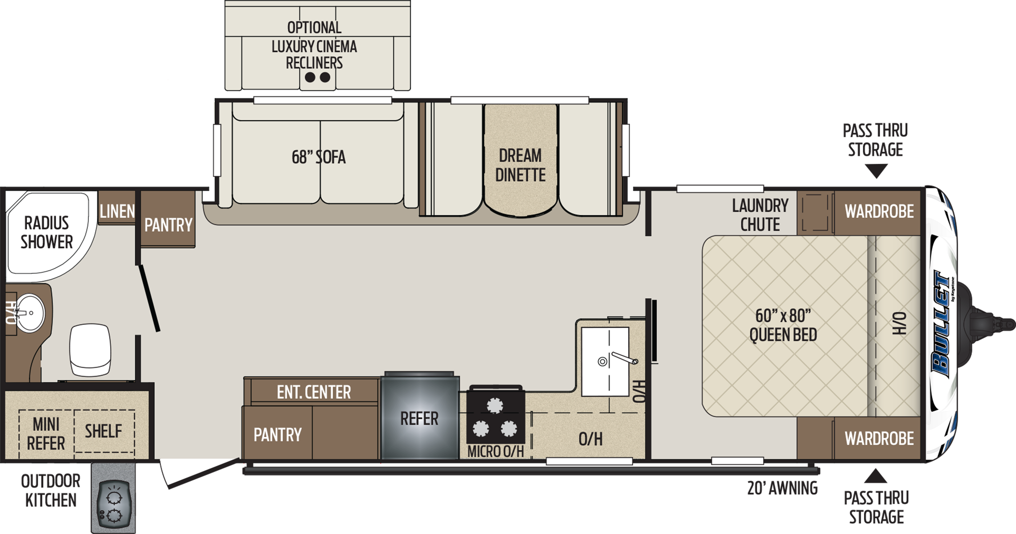 Floor Plans - Images - Videos - 2019 Keystone Bullet 248rks Clipart (2000x1052), Png Download