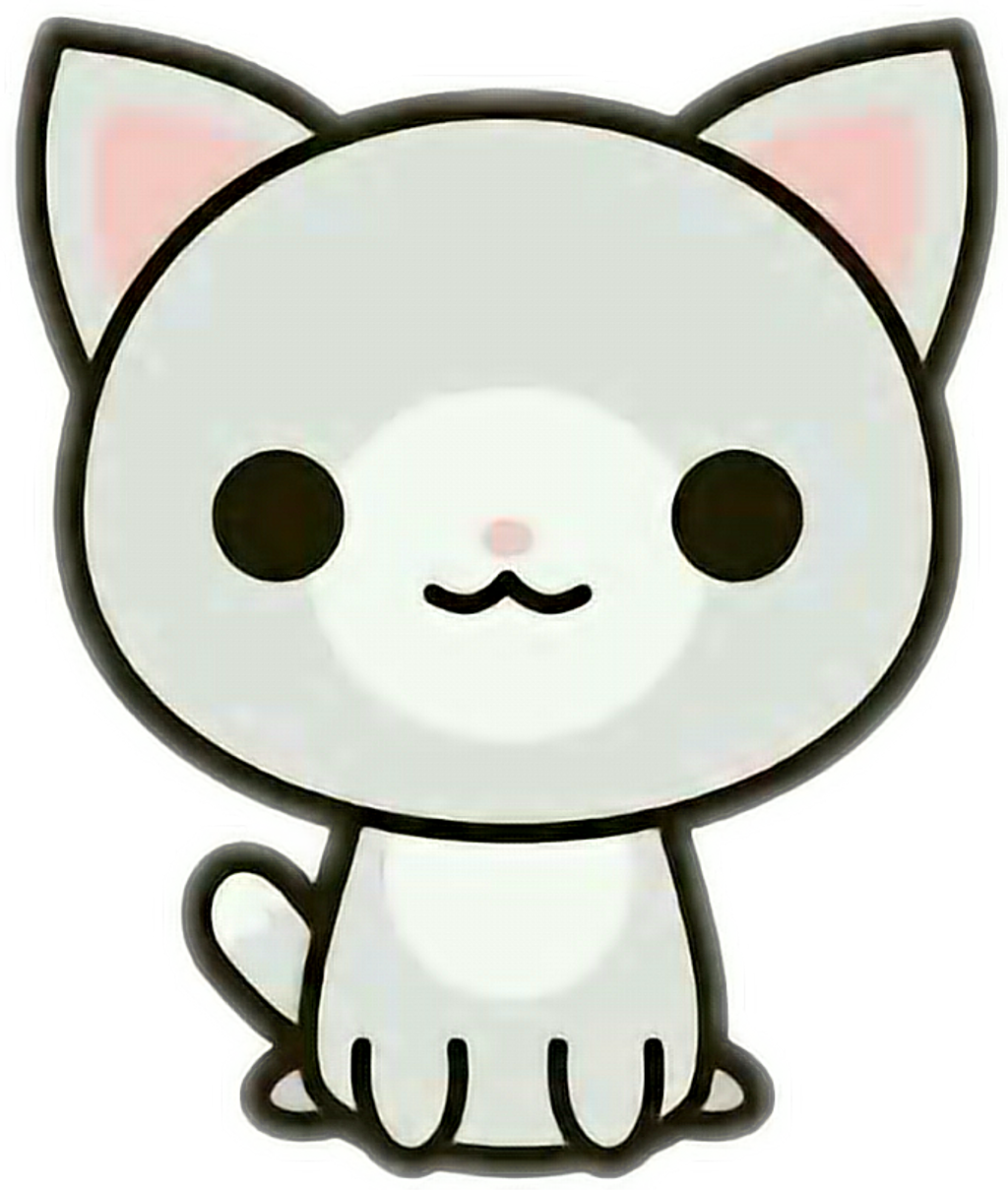 Cat Kawaii Cute Tumblr Wtf Amopicsart Rh Picsart Com - Stickers Kawaii Png Clipart (1024x1209), Png Download