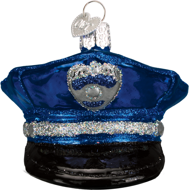 Old World Christmas Blown Glass Police Officer's Cap - Police Officer Clipart (1024x1024), Png Download