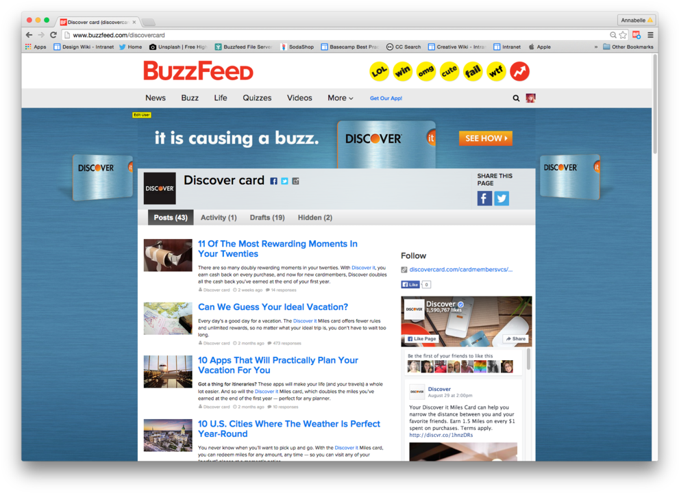 A Snapshot Of The Discover Brand Channel, Currently - Buzzfeed Clipart (1000x727), Png Download