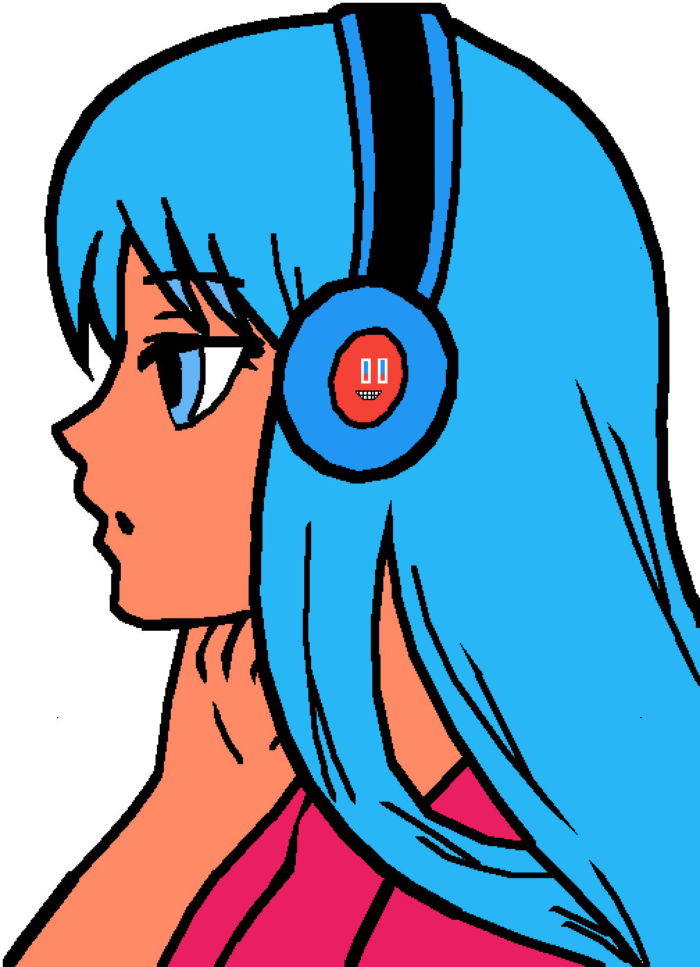 Dj Eminem Girl - Anime Girl Small Drawing Clipart (1008x1392), Png Download