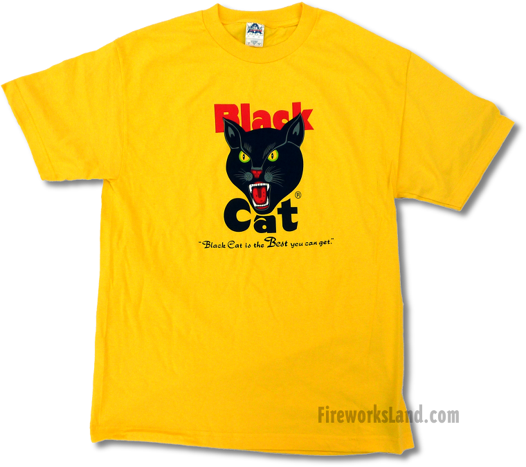 Blackcatyellow - Black Cat Firecrackers T Shirt Clipart (767x681), Png Download