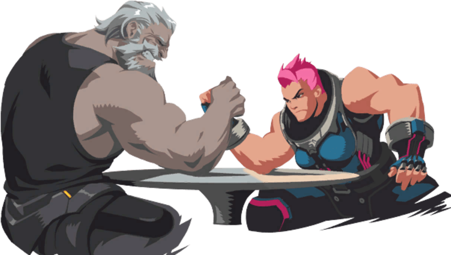 Arm Wrestling - Reinhardt Zarya Arm Wrestle Clipart (912x516), Png Download