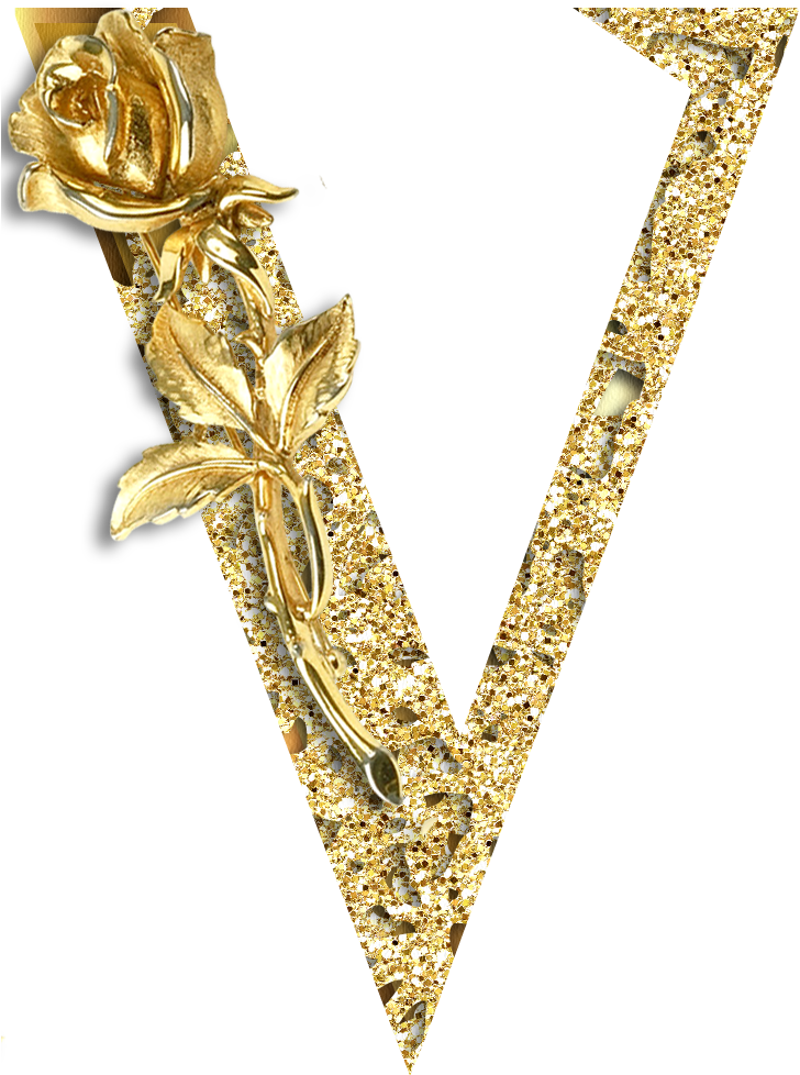 B *✿* Alfabeto Floral Oro - V Alphabet In Heart Clipart (737x1023), Png Download