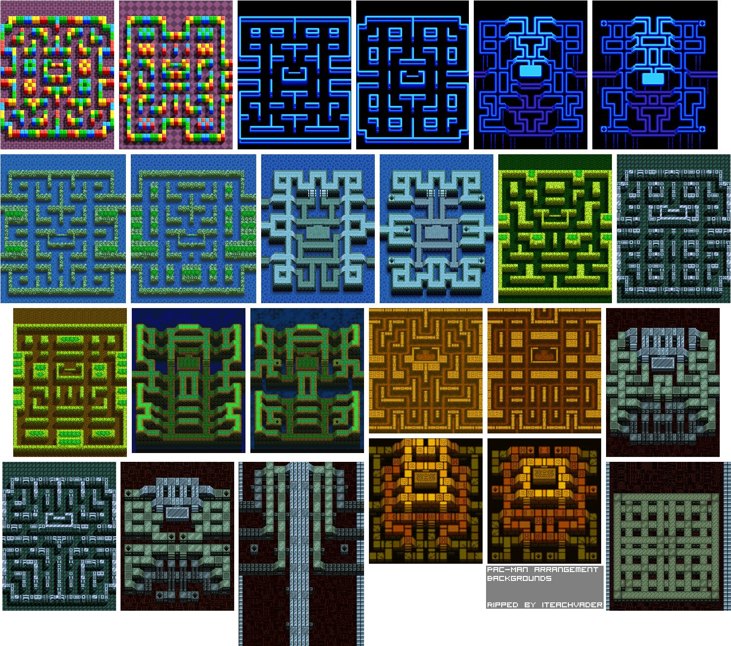 Pac Man Arrangement Png , - Pac Man Level Sprites Clipart (1492x1319), Png Download