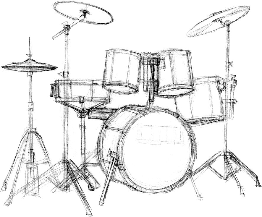 How To Draw A Drum Set, Drums Step 4 - Drums Drawing Clipart (927x766), Png Download