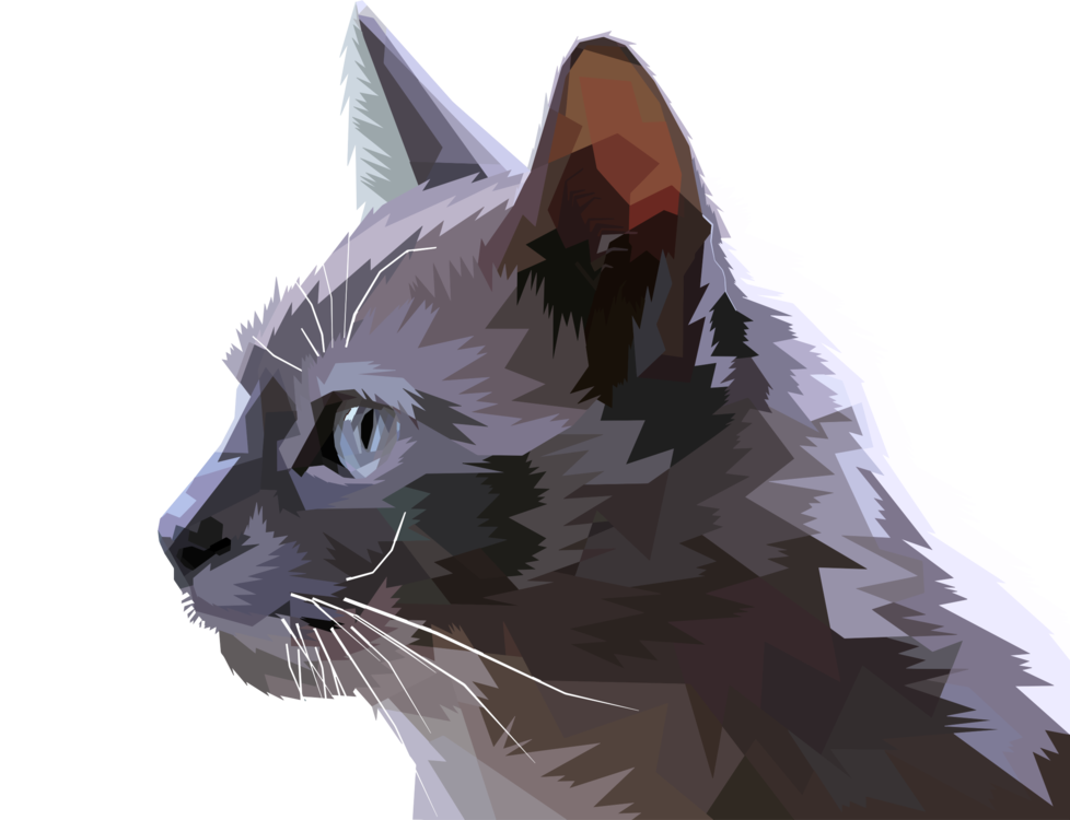 Domestic Short-haired Cat Whiskers Animal Drawing - Cat Profile Clipart (978x750), Png Download
