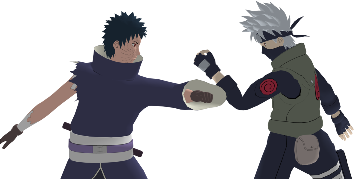 Black And White Stock Friends Clash - Obito And Kakashi Fanart Clipart (1183x600), Png Download