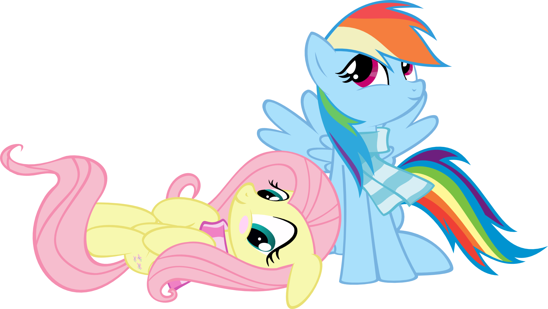 Fluttershy And Rainbow Dash By Muhmuhmuhimdead Fluttershy - Mlp Rainbow Dash And Fluttershy Png Clipart (1875x1060), Png Download