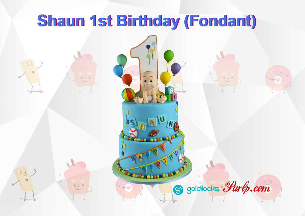 Goldilocks Shaun 1st Birthday Fondant - First Birthday Theme Cakes Clipart (1072x760), Png Download