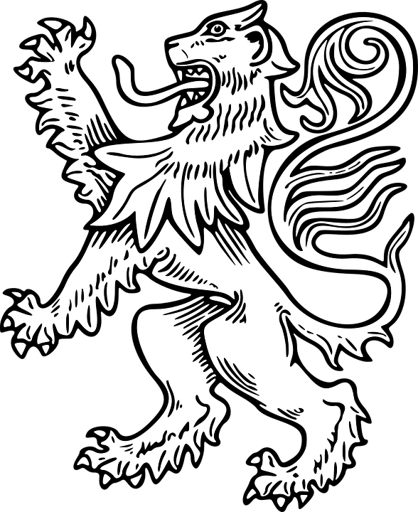 White Lion Clipart Lion Outline - Scottish Lion Rampant - Png Download (588x720), Png Download