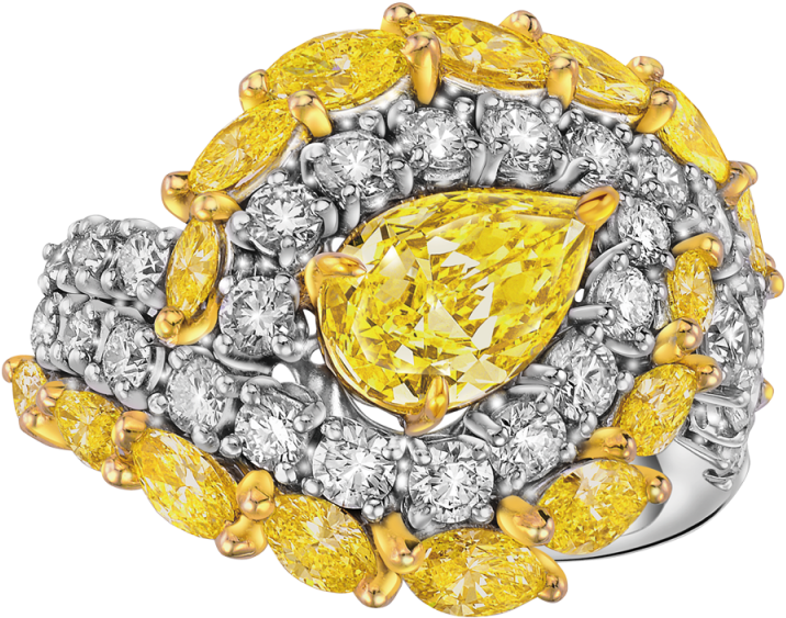 Fancy Yellow Pear Shaped Diamond Ring - Diamond Clipart (1280x1280), Png Download