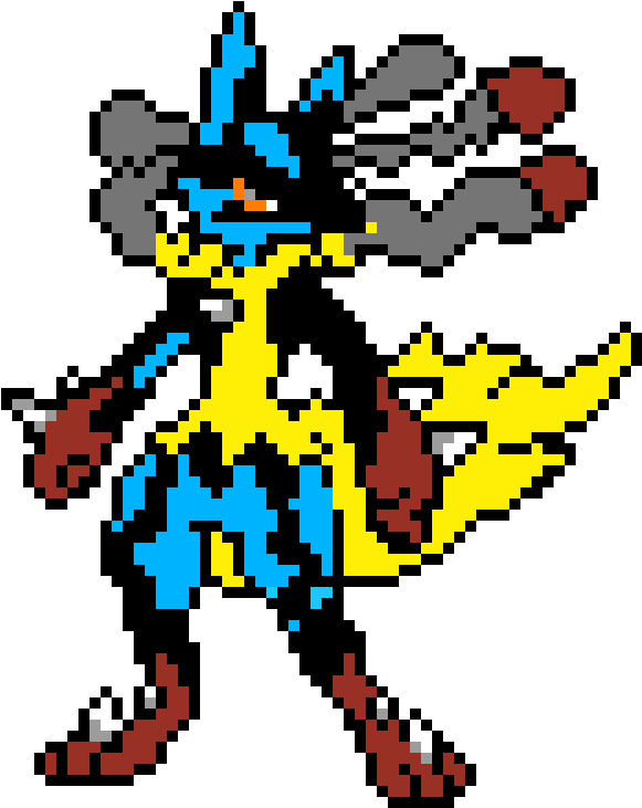 Mega Lucario - Mega Lucario Pixel Art Clipart (750x730), Png Download