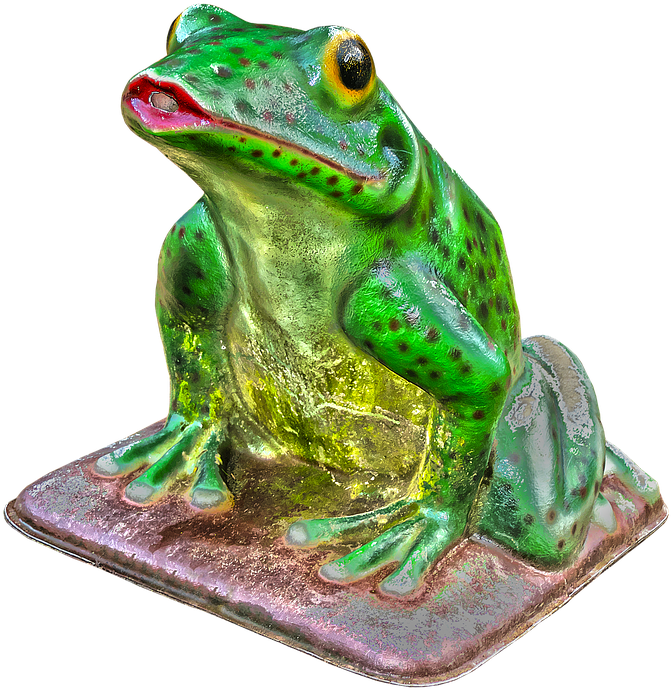 Frog, Green, Figure, Decoration, Sculpture, Weathered - Green-eyed Tree Frog Clipart (701x720), Png Download