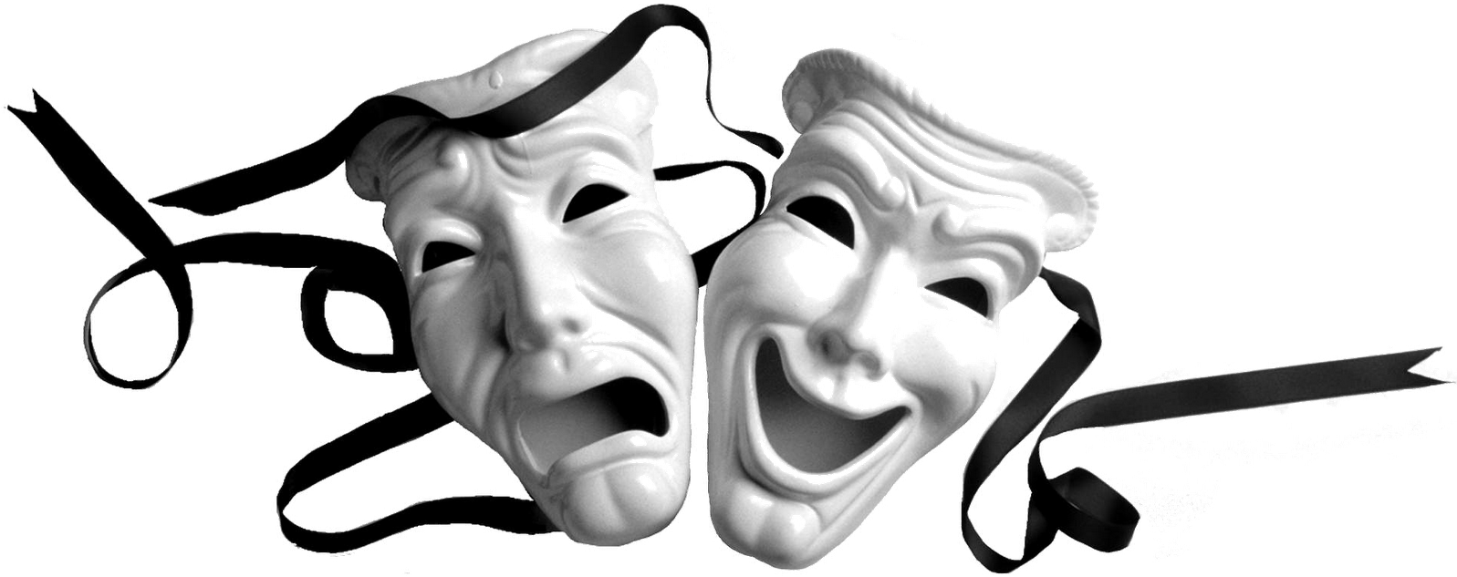 Pix For Sad And Happy Mask - Theatre Masks Clipart (1600x661), Png Download
