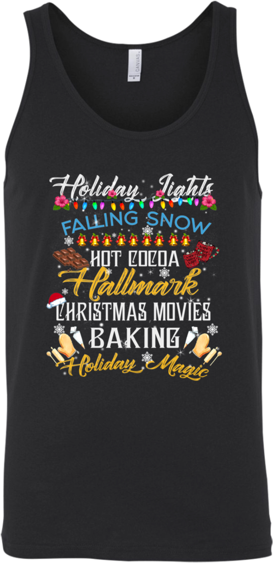 Holiday Lights Falling Snow Hot Cocoa Hallmark Christmas - Shirt Clipart (1155x1155), Png Download