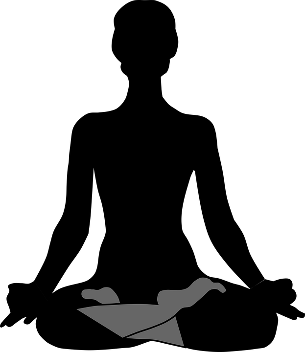 Buddha, Lotus Pose, Sport, Woman, Yoga - Meditation Silhouette Clipart (623x720), Png Download