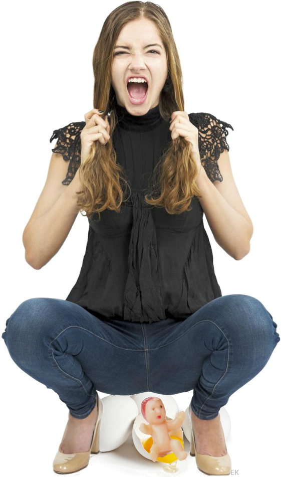 Squatting In Tight Jeans , Png Download Clipart (561x951), Png Download