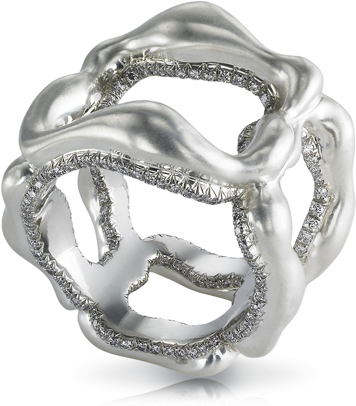 Fabergé Gypsy Grey Platinum Ring Features Round White - Body Jewelry Clipart (800x800), Png Download