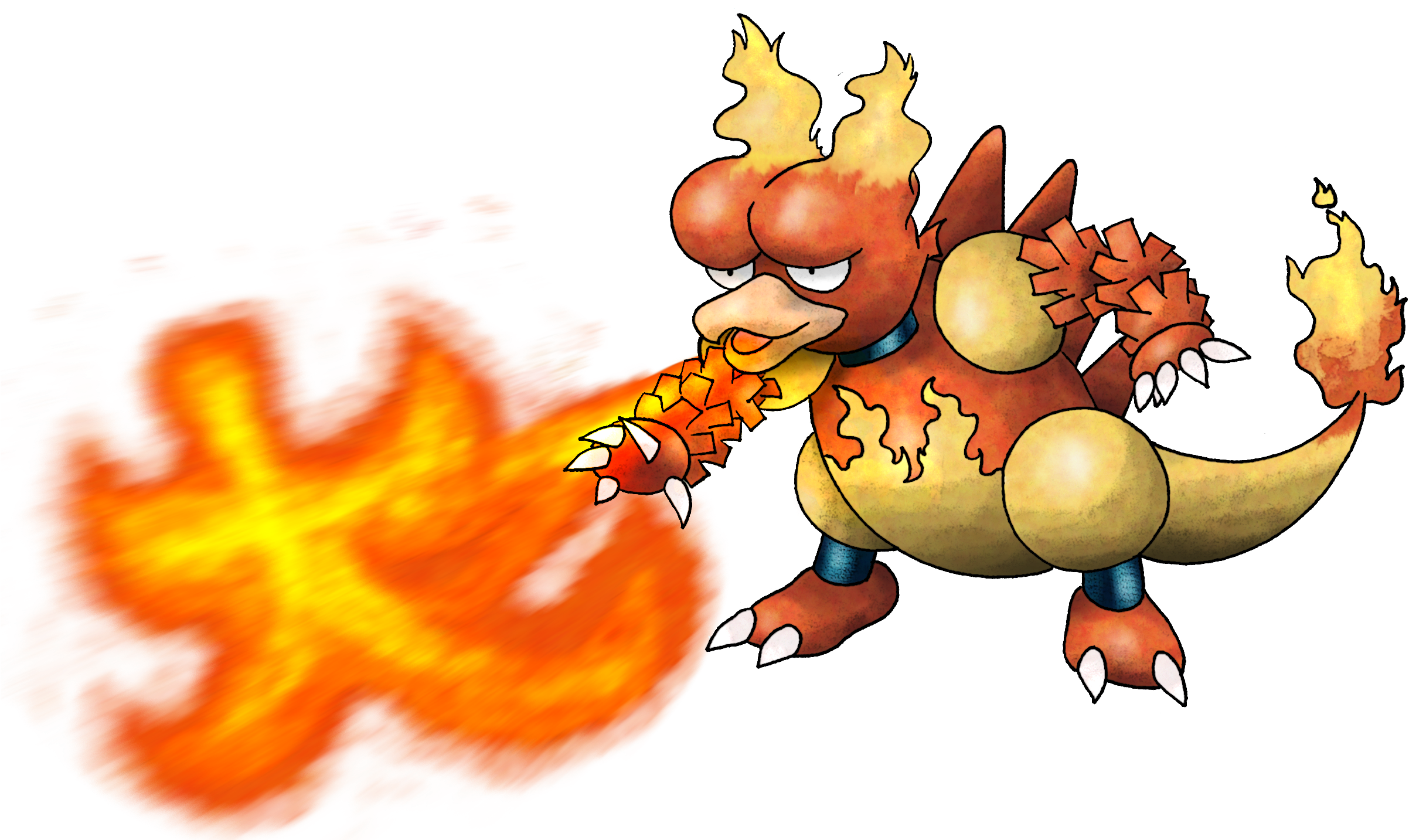 #126 Magmar Used Fire Blast And Fire Spin Clipart (2404x1433), Png Download