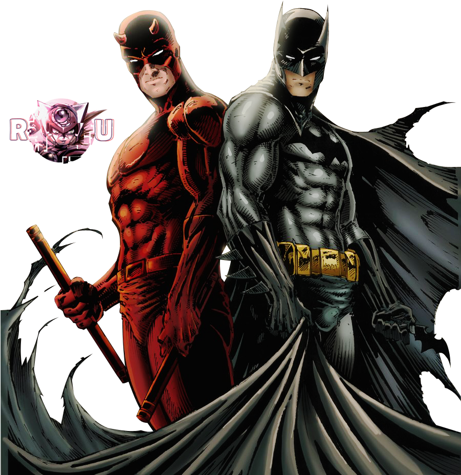 Daredevil & Batman Clipart (901x928), Png Download