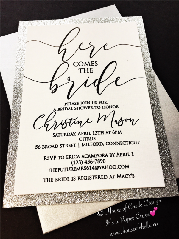 Silver Glitter Bridal Shower Invitation, Glitter Bridal - Bachelorette Party Clipart (800x800), Png Download