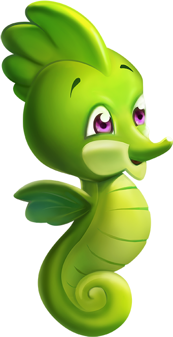 Green Clipart Seahorse - Cartoon - Png Download (600x887), Png Download