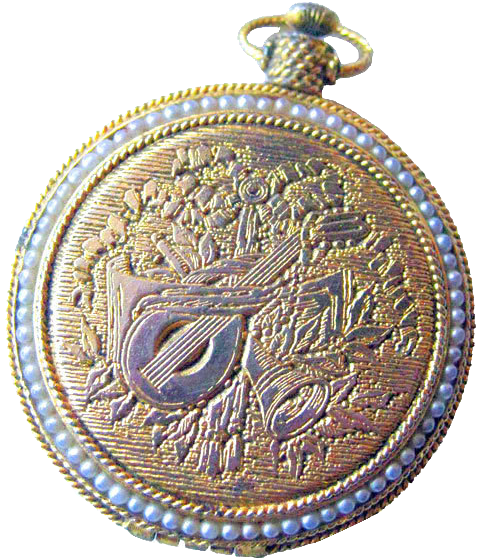 Vintage Pocket Watch Style Compact Engraved With Faux - Emblem Clipart (559x559), Png Download