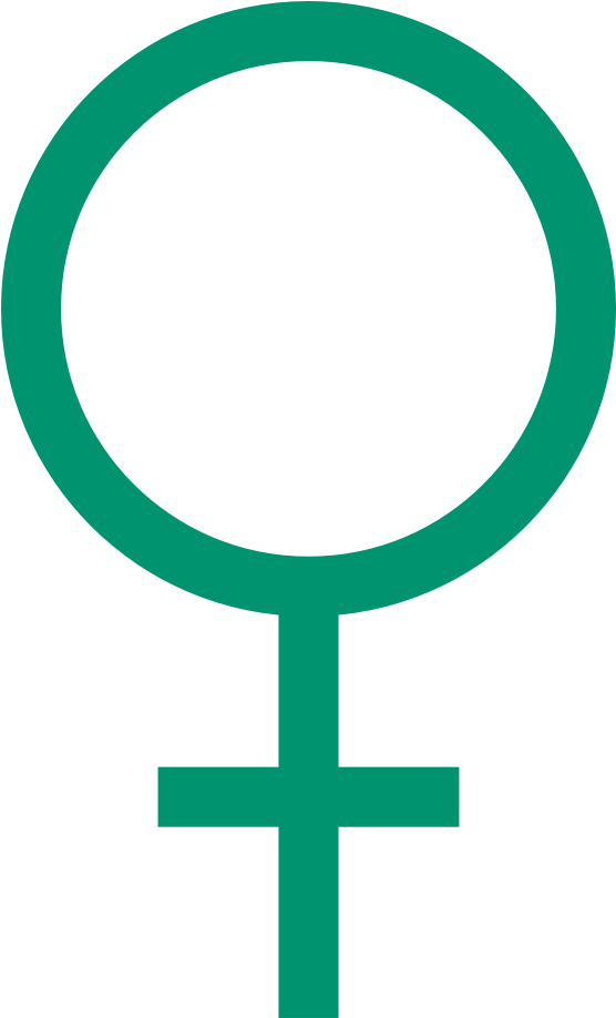 Male Mrs Female (mrs Venus) - Female Symbol Green Clipart (555x944), Png Download