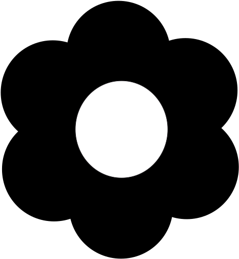 Six-petals B W Flower Icon - Flower Icon Logo Png Clipart (595x595), Png Download