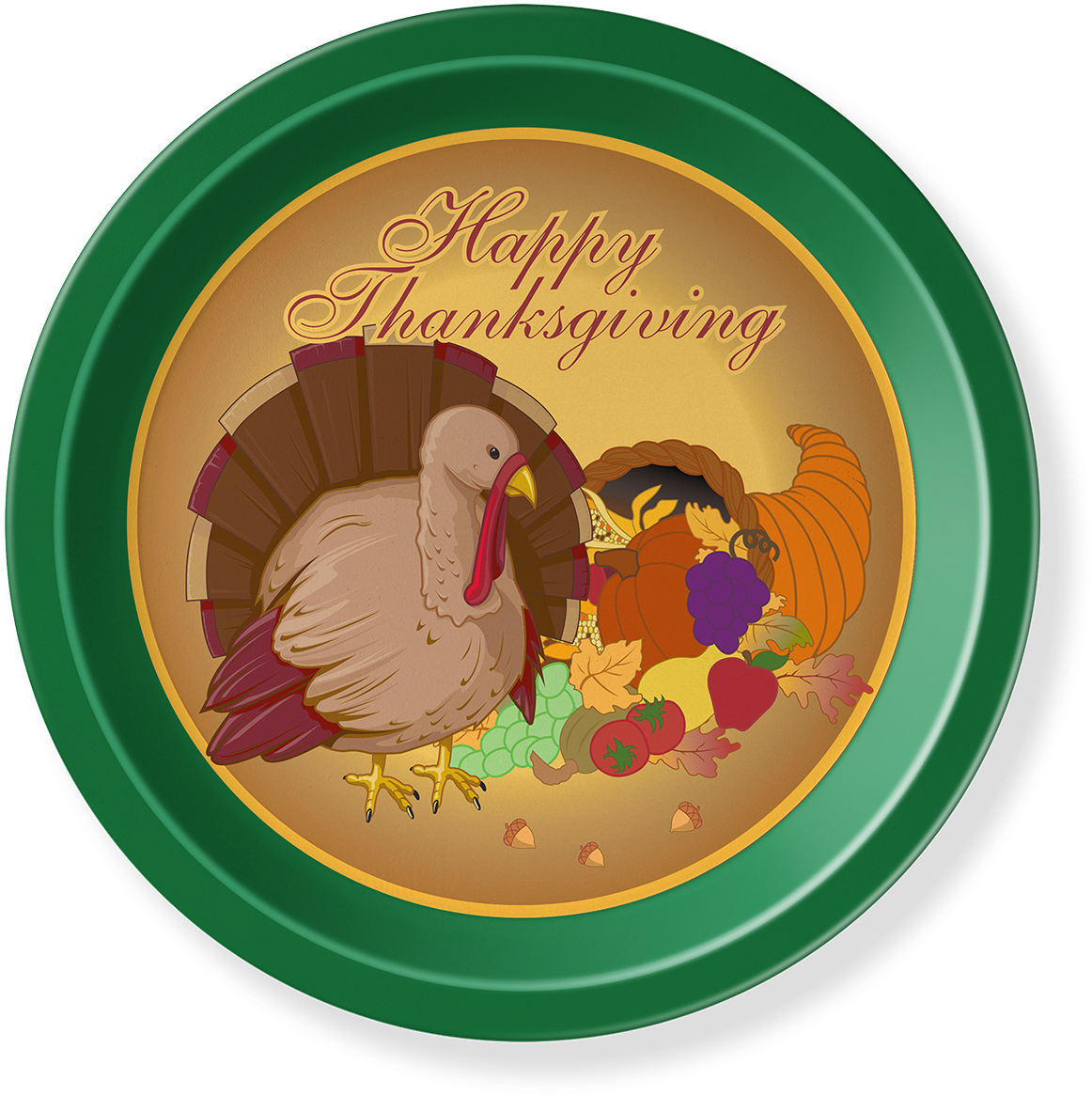 Lg Round Tray Thanksgiving - Illustration Clipart (1500x1342), Png Download