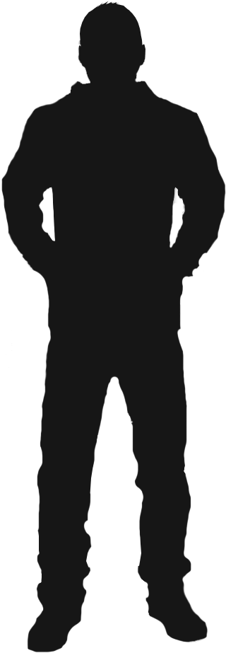 Human Silhouette Standing Png - Black Man Silhouette Png Clipart (500x1000), Png Download