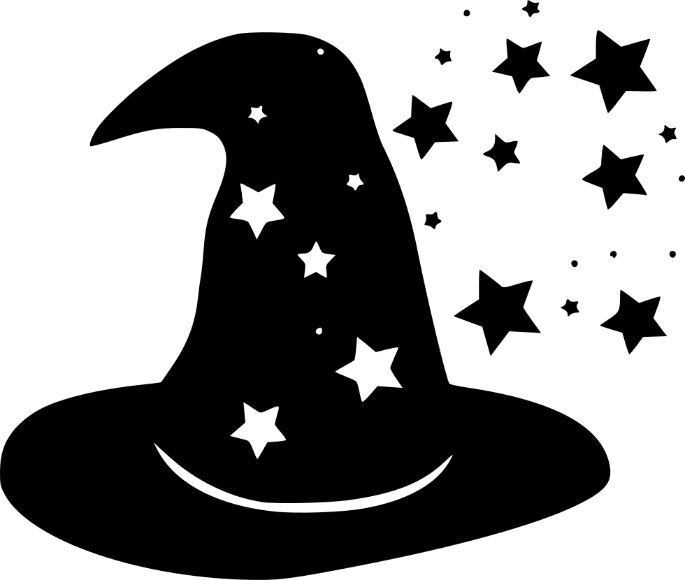 Wizard Hat Icons - Clipart Black Background With Yellow Stars - Png Download (980x830), Png Download