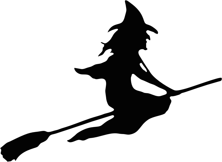 Witch Riding Broom Silhouette Smoothed - Witch On A Broom Cartoon Clipart (778x568), Png Download