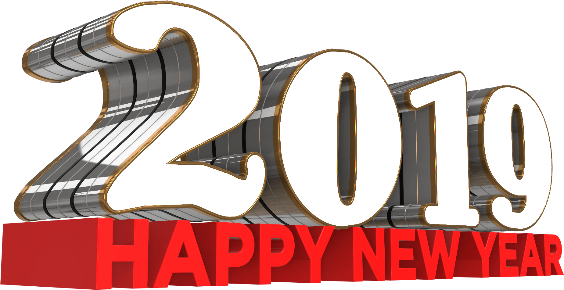 Happy New Year 2019 Free 3d Png - Illustration Clipart (1920x1080), Png Download