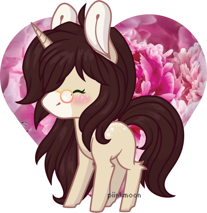 Piinkmoon, Blushing, Brown Hair, Chibi, Female, Floral - Cartoon Clipart (680x699), Png Download