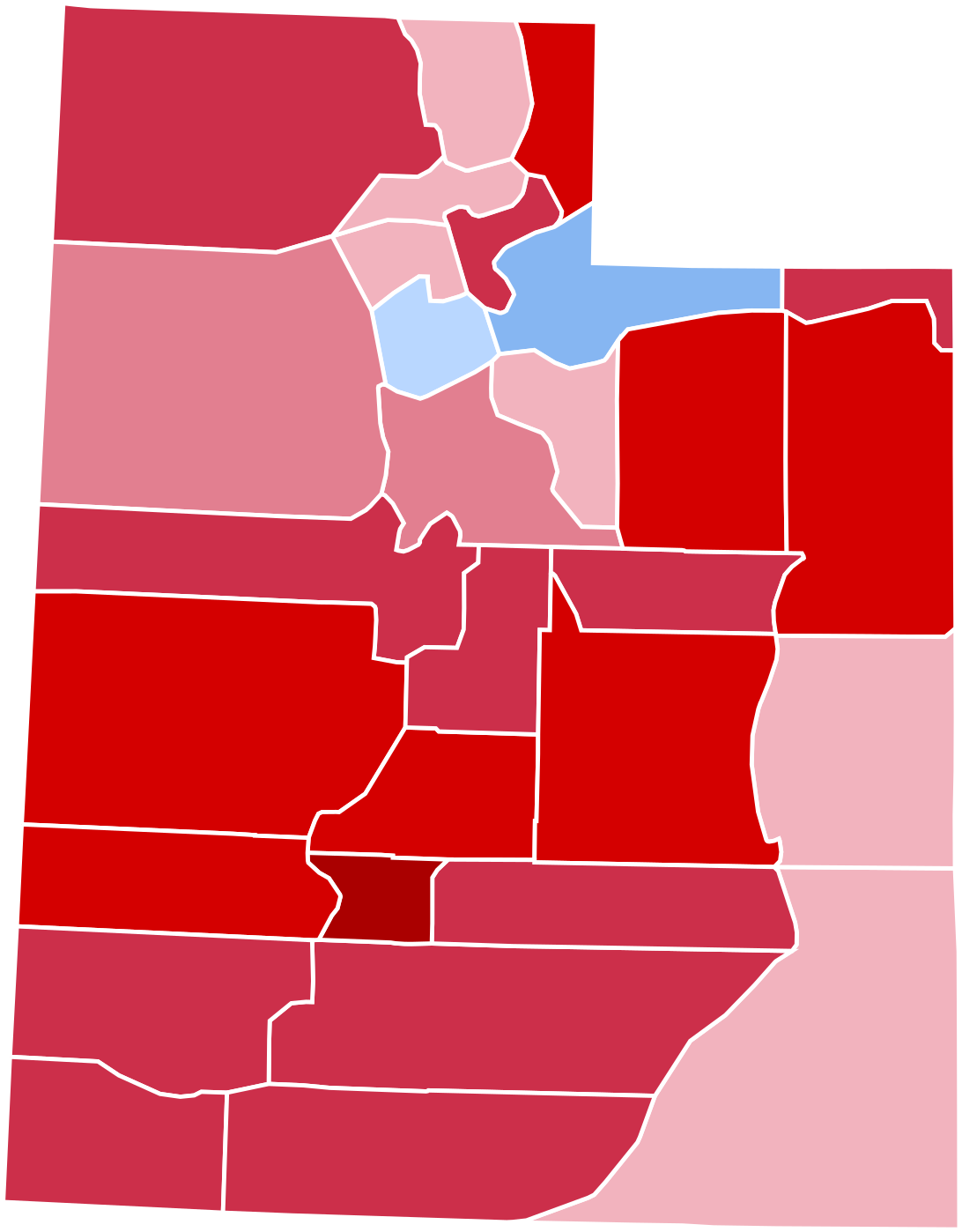 2016 United States Presidential Election In Utah - Utah 2016 Election Map Clipart (1200x1536), Png Download