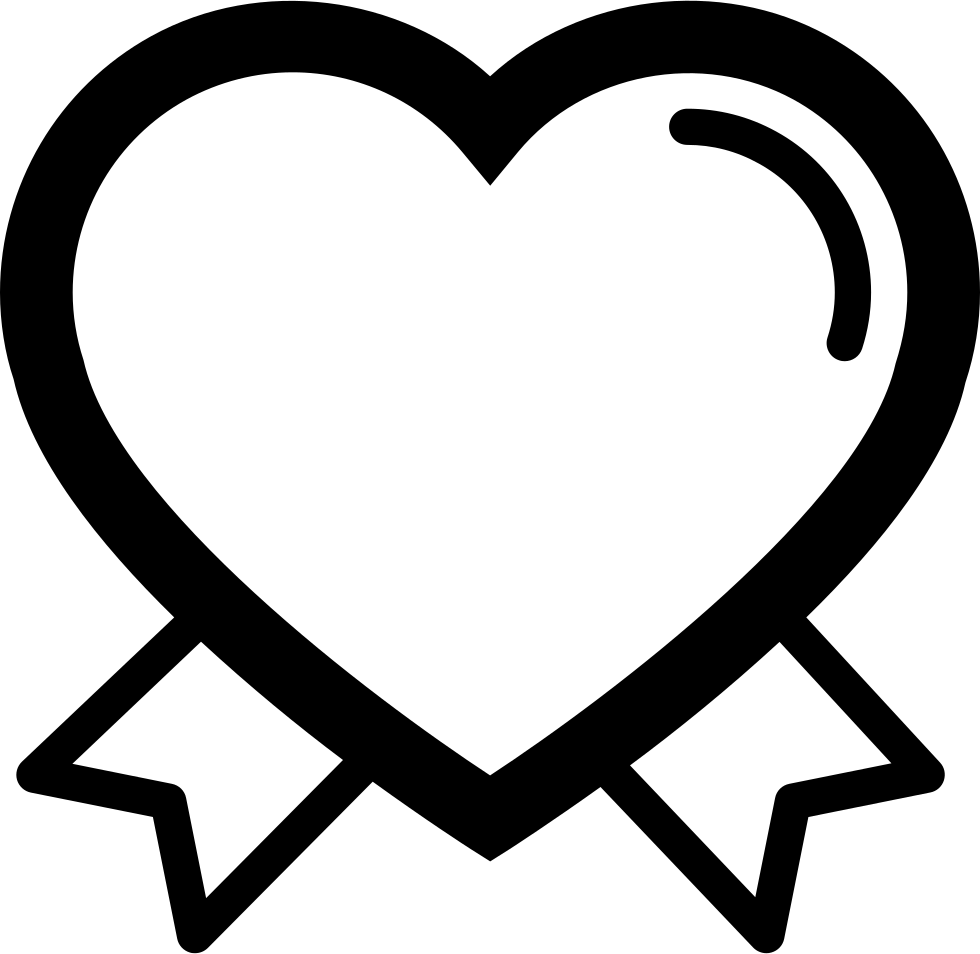 Jpg Black And White Valentines Outline With Ribbon - White Couple Heart Png Clipart (980x954), Png Download