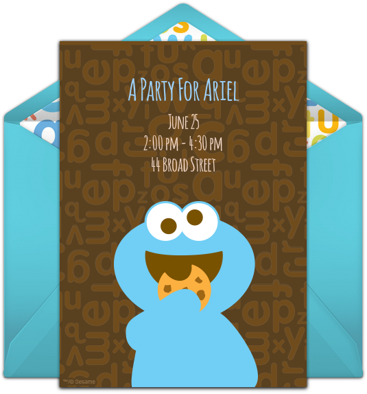 Baby Cookie Monster Online Invitation - Cookie Monster Clipart (650x650), Png Download