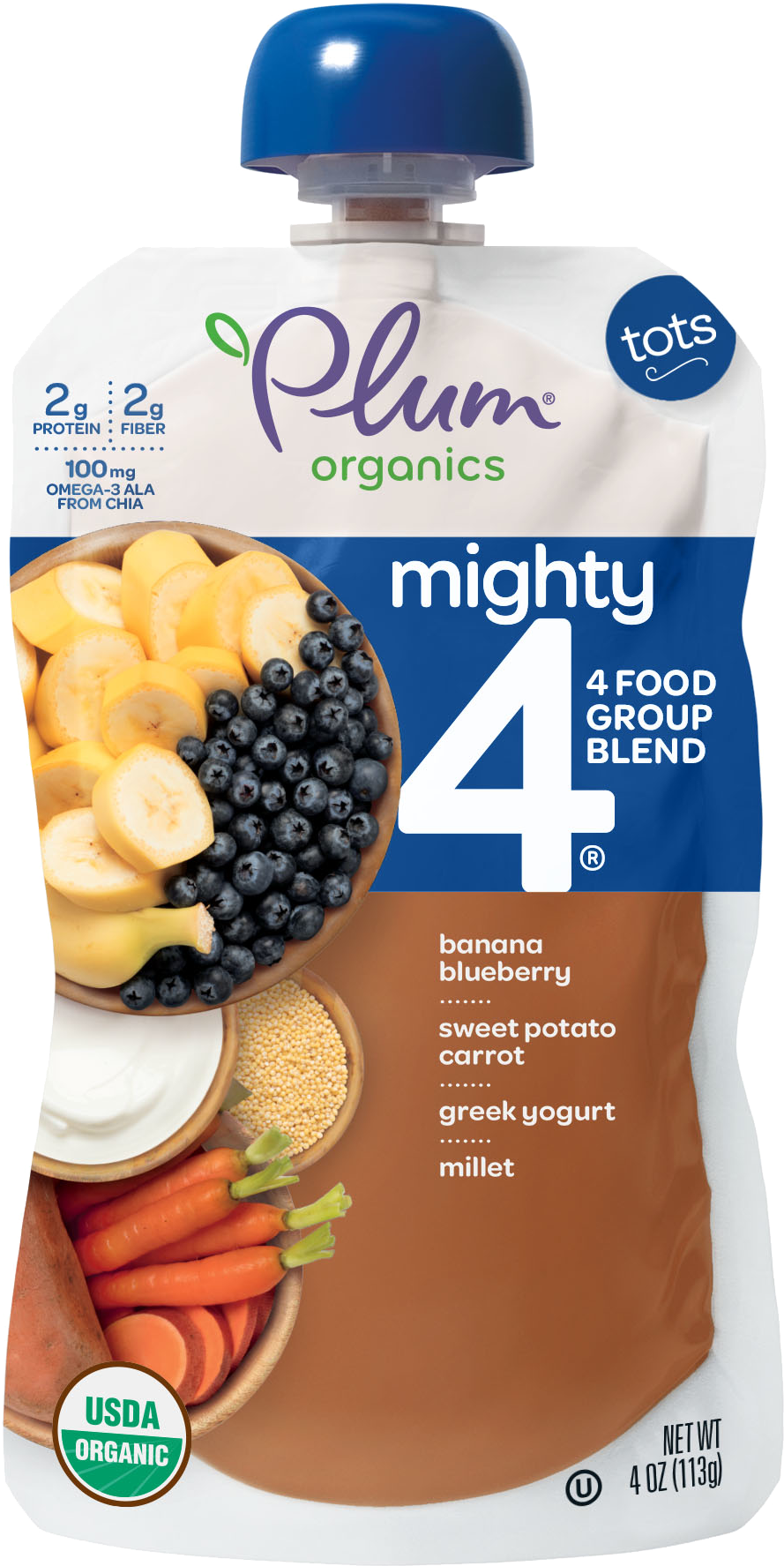 Banana, Blueberry, Sweet Potato, Carrot, Greek Yogurt - Plum Organics Clipart (2000x2000), Png Download