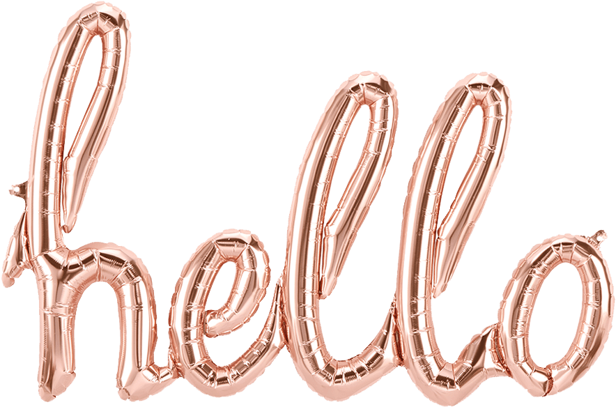 Hello Rose Gold Script - Hello 2018 Rose Gold Balloons Clipart (996x996), Png Download